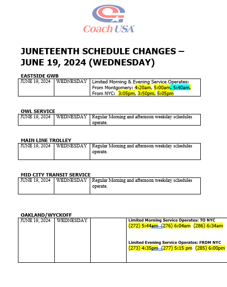 Holiday Schedule