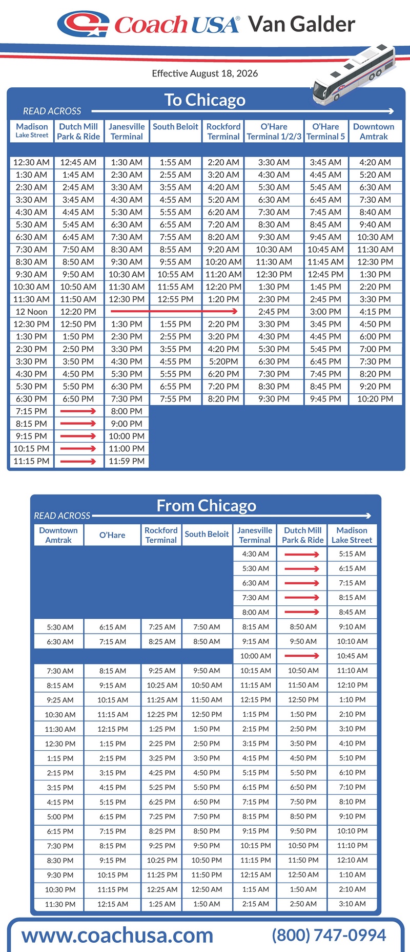 Van Galder Schedule - Aug 18 2026