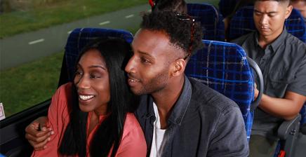 Book Direct and Save Couple on a charter bus